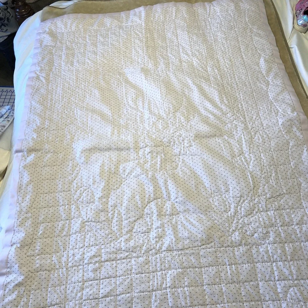 Large Handmade Baby Quilt Lavender 53.5 x 38 inches Floral